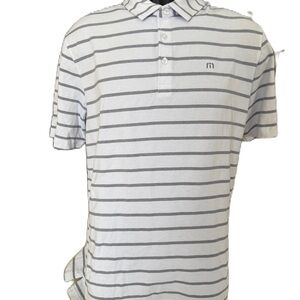 Travis Mathew’s Mens White and Gray Golf Polo Shirt. Size Large